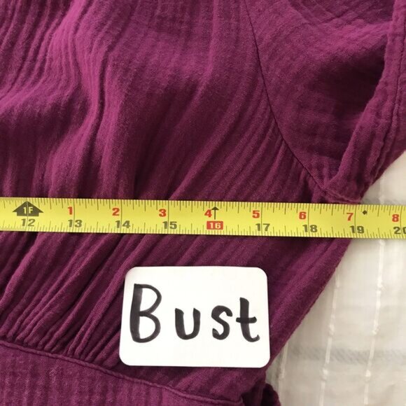 Xirena Purple Cotton Short Sleeve V Neck Long Bohemian Maxi Dress - L - Picture 5 of 8